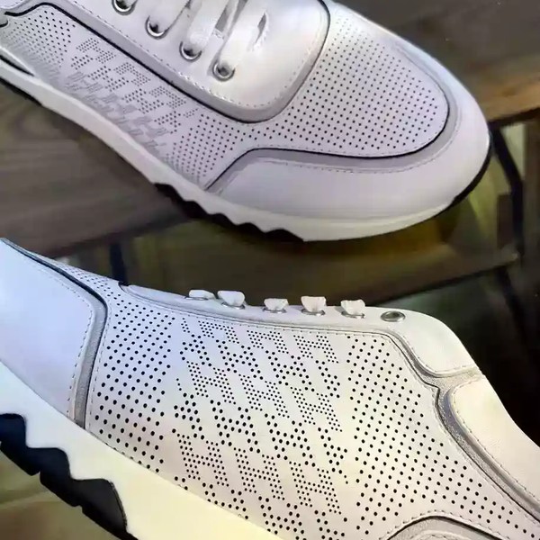Hermes Men's C-Addict Sneakers In White Perforated Calfskin - HM039 - Image 4