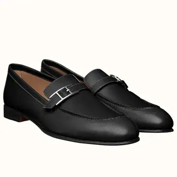 Hermes Men's Monterey Loafers In Black Calfskin - HM042