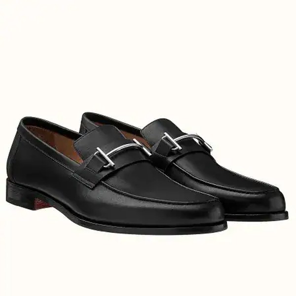 Hermes Men's Sydney Loafers In Black Calfskin - HM043