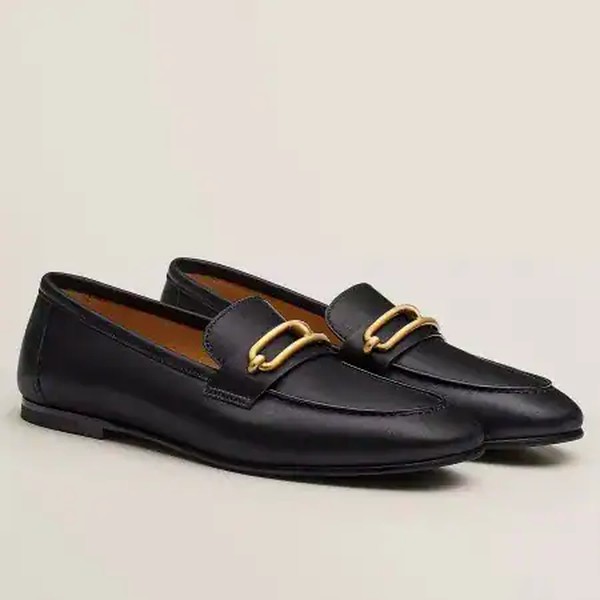 Hermes Men's Colette Loafers In Black Calfskin - HM044