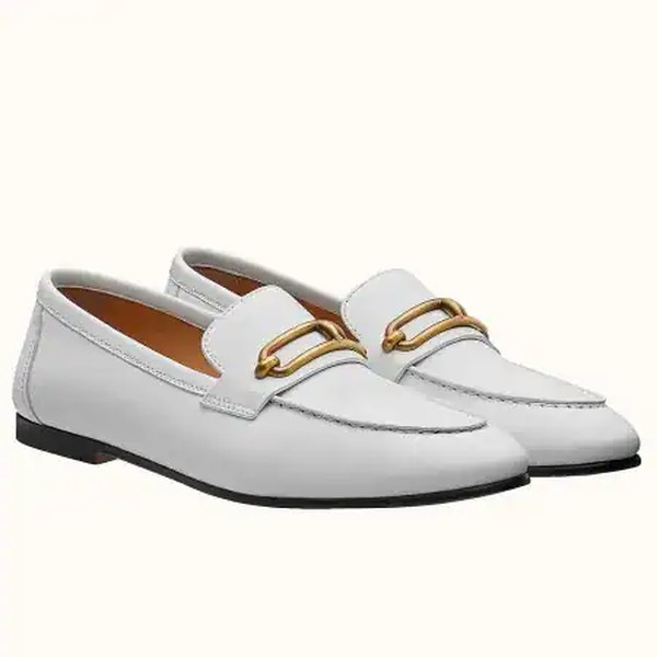 Hermes Men's Colette Loafers In White Calfskin - HM046