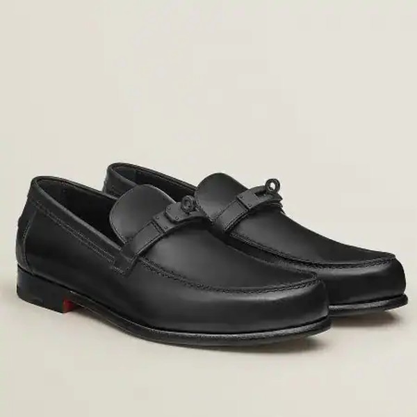 Hermes Men's Destin Loafers In Black Calfskin - HM047