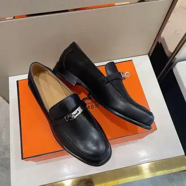 Hermes Men's Destin Loafers In Noir Calfskin - HM048 - Image 4