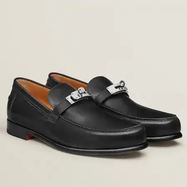 Hermes Men's Destin Loafers In Noir Calfskin - HM048