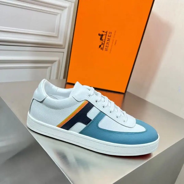 Hermes Boomerang Sneakers In Multicolore Blue Leather - HM054 - Image 4