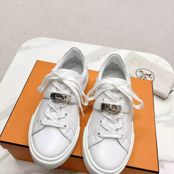 Hermes Women's Day Sneakers in White Leather - HM065 - Image 3