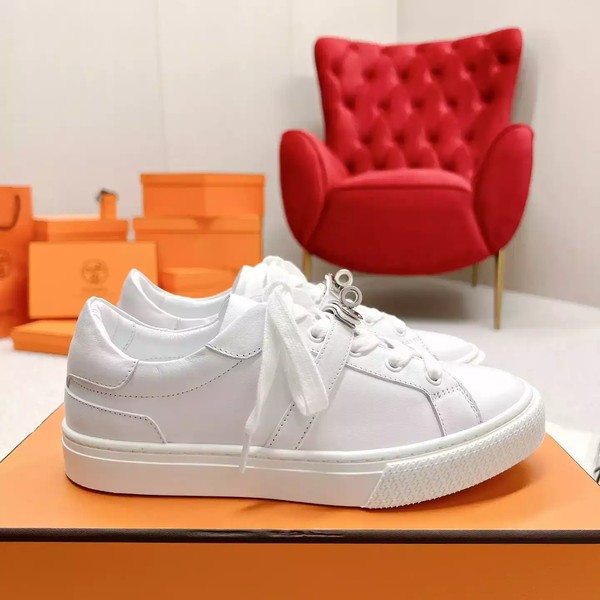 Hermes Women's Day Sneakers in White Leather - HM065 - Image 4