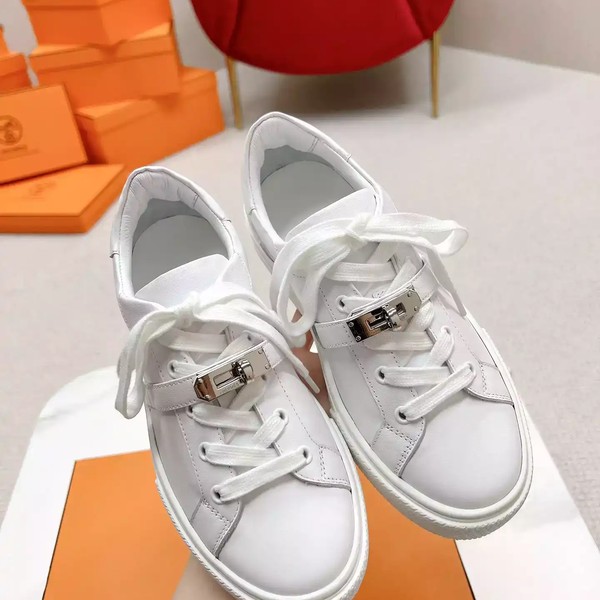 Hermes Women's Day Sneakers in White Leather - HM065 - Image 5