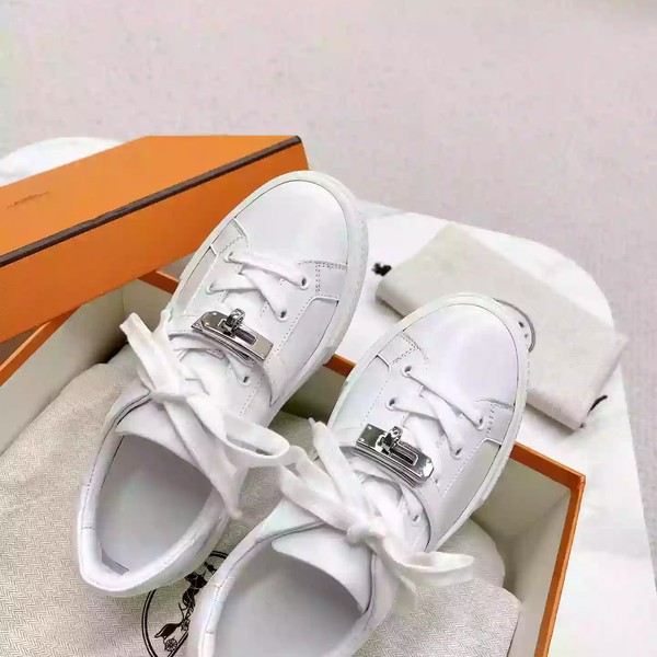 Hermes Women's Day Sneakers in White Leather - HM065 - Image 7