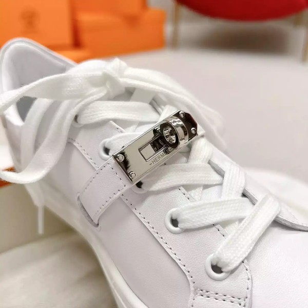 Hermes Women's Day Sneakers in White Leather - HM065 - Image 8