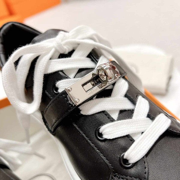 Hermes Women's Day Sneakers in Black Leather - HM066 - Image 3