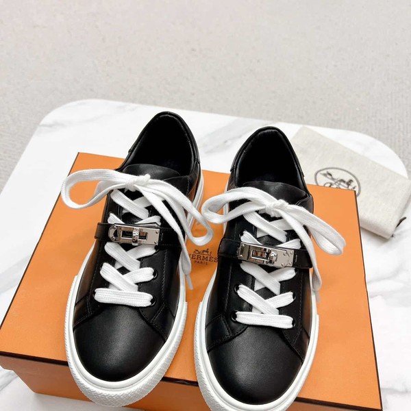 Hermes Women's Day Sneakers in Black Leather - HM066 - Image 4