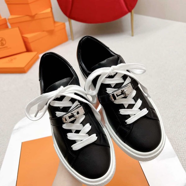 Hermes Women's Day Sneakers in Black Leather - HM066 - Image 5