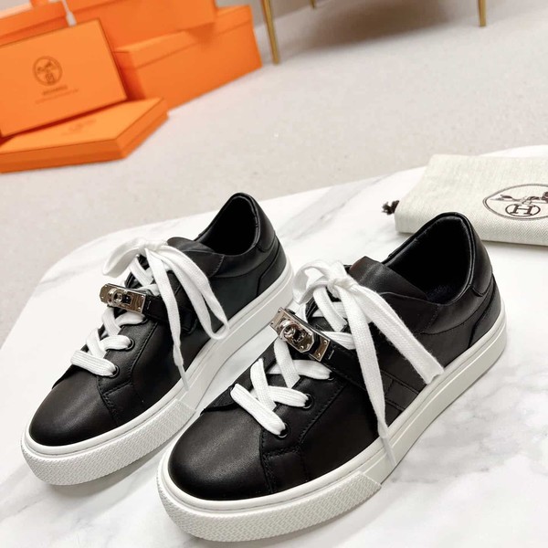 Hermes Women's Day Sneakers in Black Leather - HM066 - Image 6