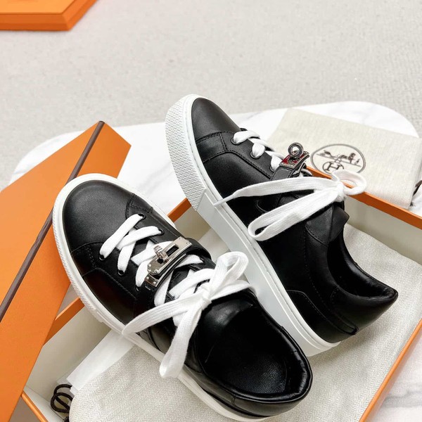Hermes Women's Day Sneakers in Black Leather - HM066 - Image 7