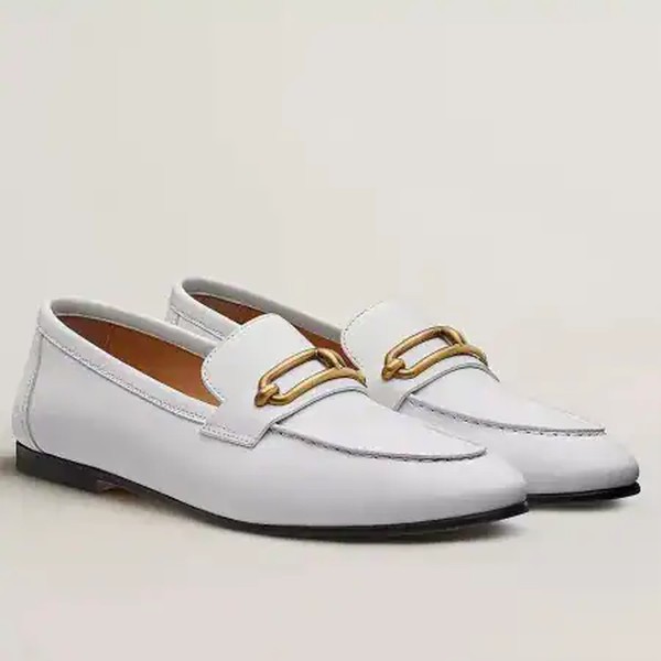 Hermes Women's Colette Loafers in White Leather - HM068