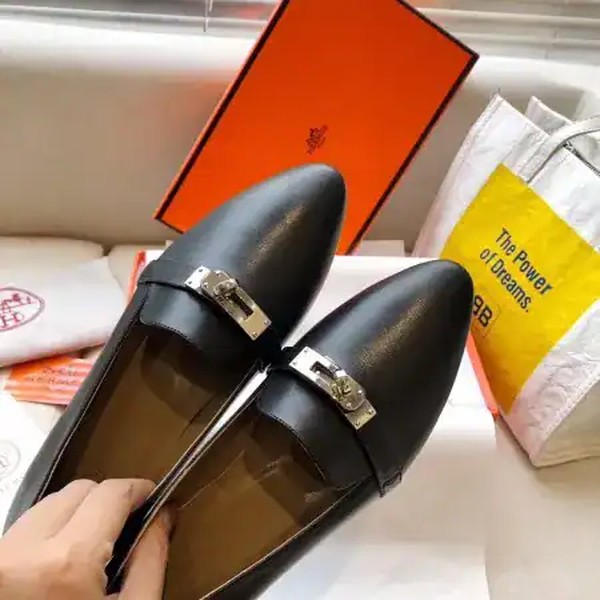 Hermes Pegase Ballerina Flats In Black Calfskin - HM078 - Image 8