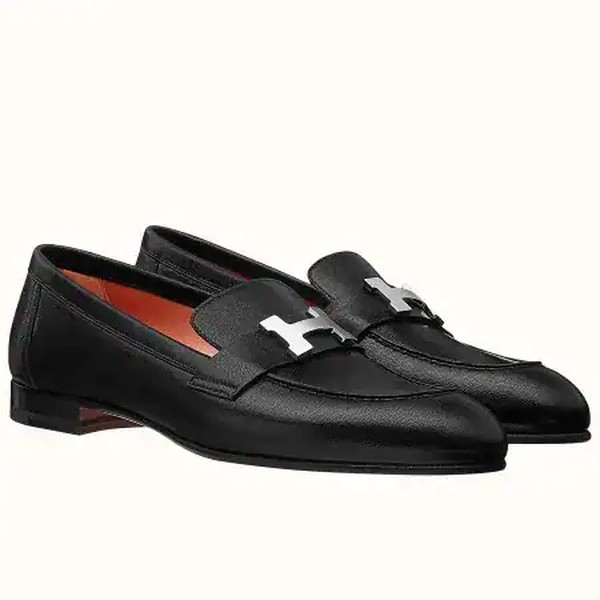 Hermes Women's Paris Loafers In Black Goatskin - HM085