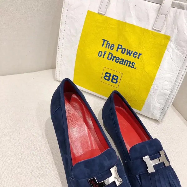 Hermes Women's Royal Loafers In Blue Suede Leather - HM088 - Image 4