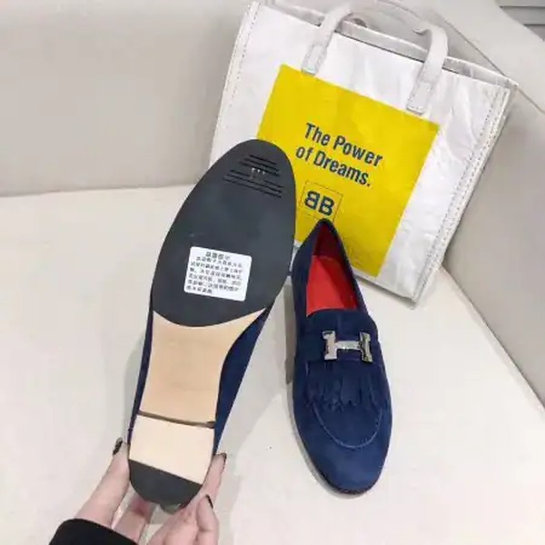 Hermes Women's Royal Loafers In Blue Suede Leather - HM088 - Image 5