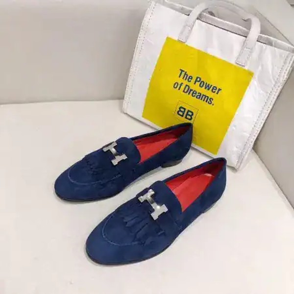 Hermes Women's Royal Loafers In Blue Suede Leather - HM088 - Image 7