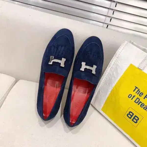 Hermes Women's Royal Loafers In Blue Suede Leather - HM088 - Image 8