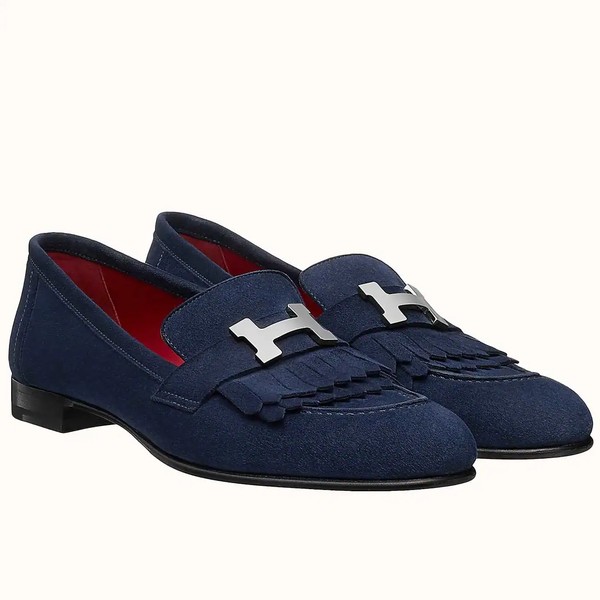 Hermes Women's Royal Loafers In Blue Suede Leather - HM088