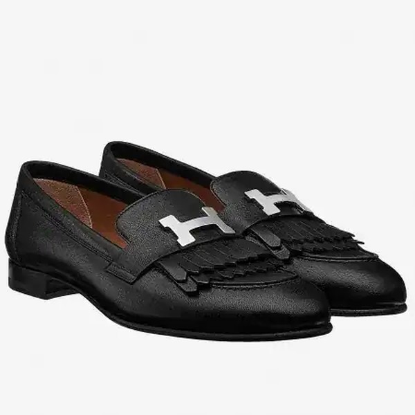 Hermes Women's Royal Loafers In Black Calfksin - HM090