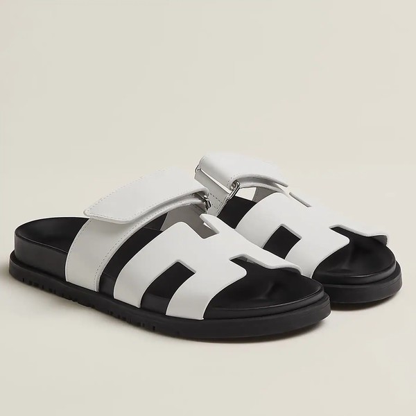 HERMES MEN'S CHYPRE SANDALS IN WHITE CALFSKIN - HMSD008