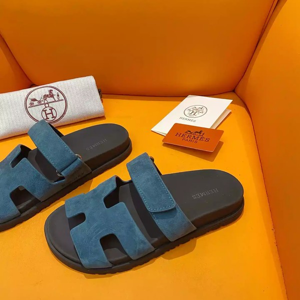 HERMES WOMEN'S CHYPRE SANDALS IN BLUE SUEDE CALFSKIN - HMSD013 - Image 4