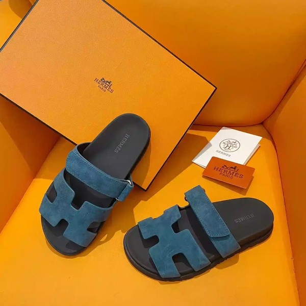 HERMES WOMEN'S CHYPRE SANDALS IN BLUE SUEDE CALFSKIN - HMSD013 - Image 5
