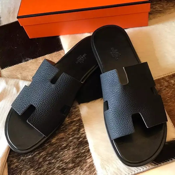 HERMES MEN'S IZMIR SANDALS IN BLACK CLEMENCE LEATHER - HMSD022
