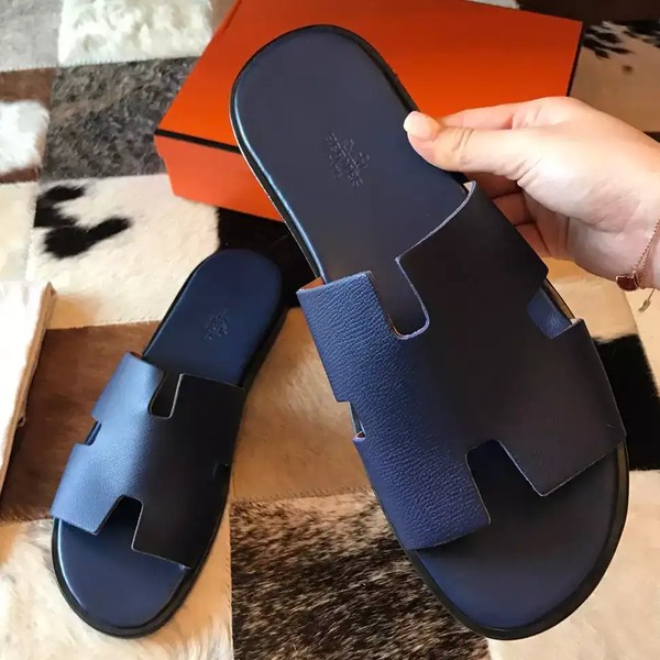 HERMES MEN'S IZMIR SANDALS IN BLUE SAPHIR EPSOM CALFSKIN - HMSD024