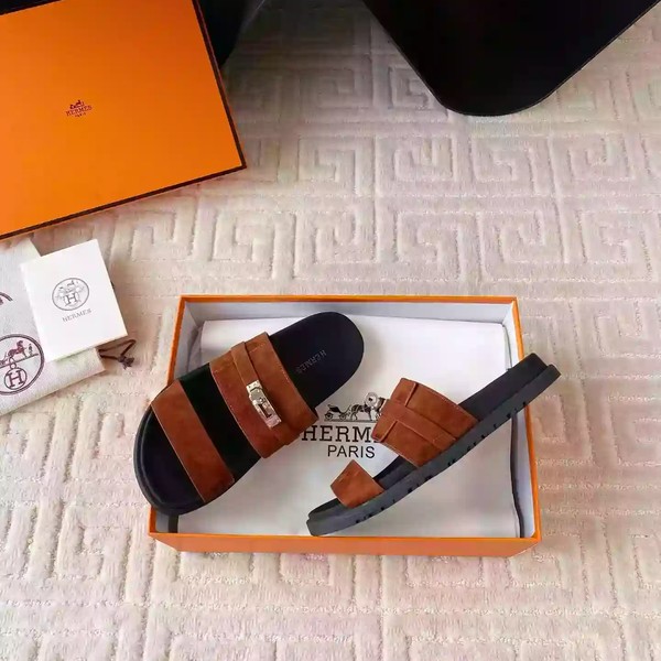 HERMES MEN'S JACKSON SANDAL IN BROWN SUEDE LEATHER - HMSD041 - Image 5