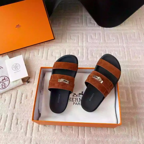 HERMES MEN'S JACKSON SANDAL IN BROWN SUEDE LEATHER - HMSD041 - Image 6