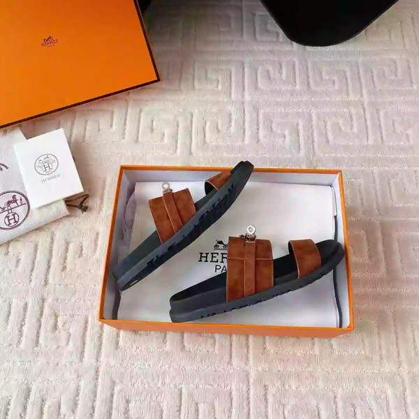 HERMES MEN'S JACKSON SANDAL IN BROWN SUEDE LEATHER - HMSD041 - Image 7
