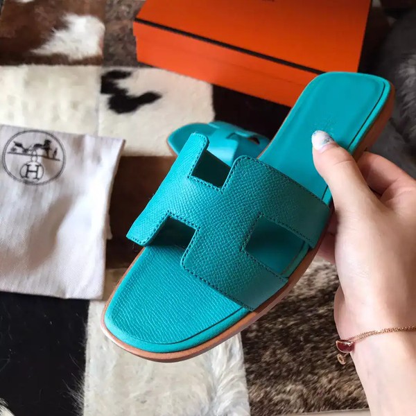 HERMES ORAN SLIDE SANDALS IN BLUE PAON EPSOM CALFSKIN - HMSD070 - Image 3