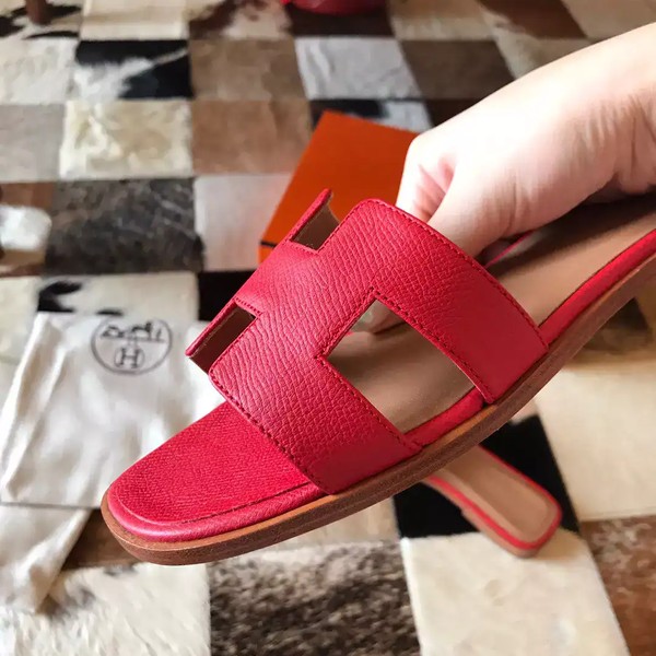 HERMES ORAN SLIDE SANDALS IN RED EPSOM CALFSKIN - HMSD092 - Image 3