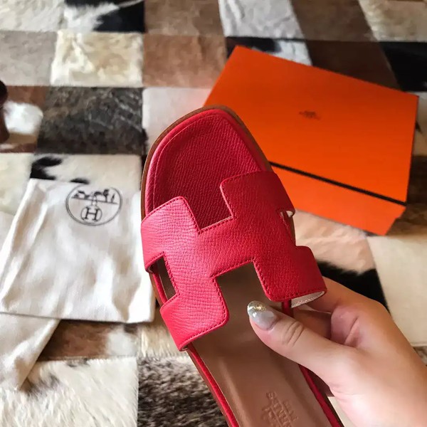 HERMES ORAN SLIDE SANDALS IN RED EPSOM CALFSKIN - HMSD092 - Image 4