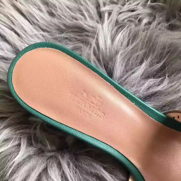 HERMES ORAN SLIDE SANDALS IN MALACHITE EPSOM PERFORATED CALFSKIN - HMSD097 - Image 3