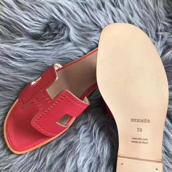 HERMES ORAN SLIDE SANDALS IN RED EPSOM PERFORATED CALFSKIN - HMSD099 - Image 3