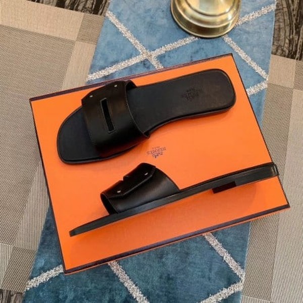 HERMES VIEW SLIDE SANDALS IN BLACK LEATHER - HMSD131 - Image 6