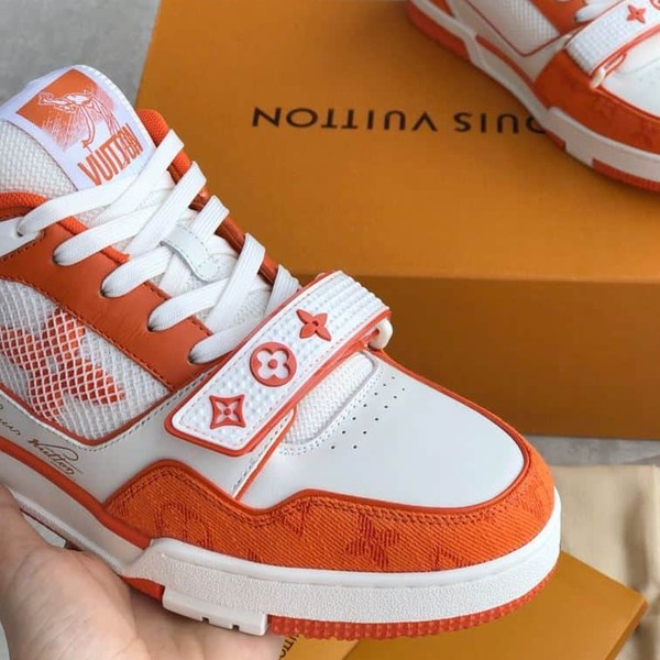 LOUIS VUITTON TRAINER MONOGRAM DENIM ORANGE - LVS012 - Image 3