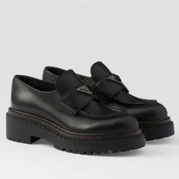 Prada Women's Double Chocolate Loafers in Black Leather - PRL012