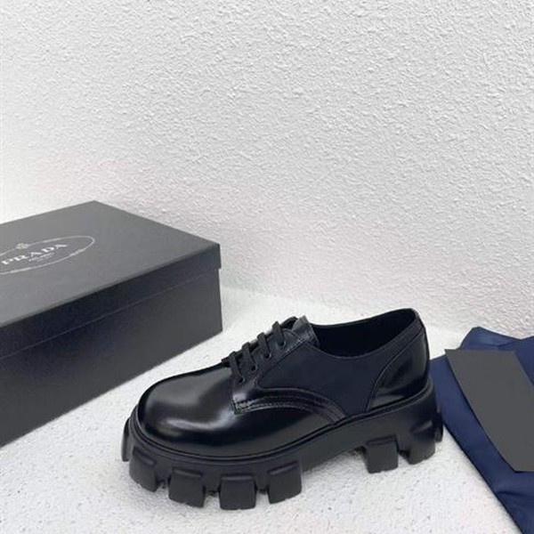 PRADA MONOLITH BRUSHED LEATHER AND NYLON LACE-UP SHOES - PRS068 - Image 6