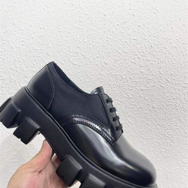 PRADA MONOLITH BRUSHED LEATHER AND NYLON LACE-UP SHOES - PRS068 - Image 7
