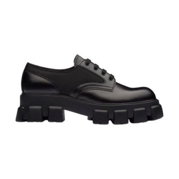 PRADA MONOLITH BRUSHED LEATHER AND NYLON LACE-UP SHOES - PRS068 - Image 9