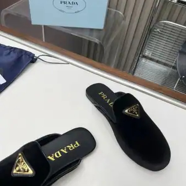 PRADA WOMEN'S SLIPPERS IN BLACK VELVET - PSD013 - Image 5