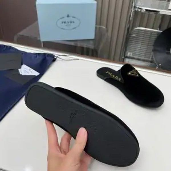 PRADA WOMEN'S SLIPPERS IN BLACK VELVET - PSD013 - Image 6