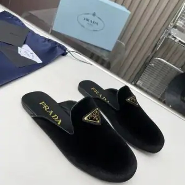 PRADA WOMEN'S SLIPPERS IN BLACK VELVET - PSD013 - Image 7